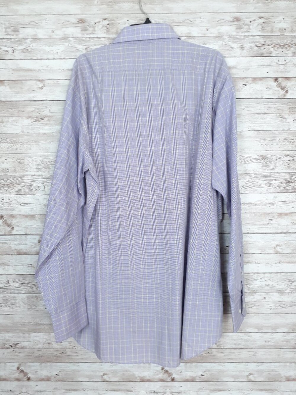 Christian Aujard Mens Button Up Dress Shirt 2XLT Purple Yellow Check 786A - Picture 2 of 5